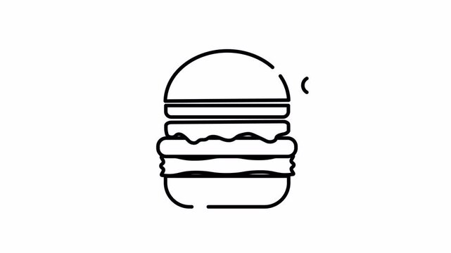 Line Art Animated Burger Icon