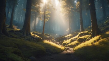 Obraz premium Fantasy Nature Landscape with Mountains and Dreamlike Sky