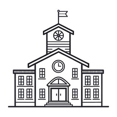 School building line icon, vector pictogram of college or university. Education illustration, sign for schoolhouse exterior 