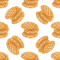 Hand drawn vintage seamless pattern of stacked round flatbreads in sketch engraving style, color and monochrome version
