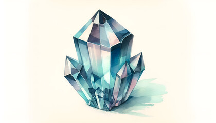 A watercolor-style emerald gemstone. Natural mineral. Emerald crystals
