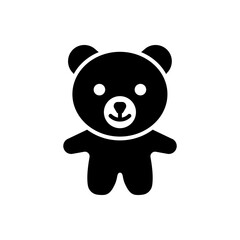 Black teddy bear plush toy line art vector icon for apps and websites