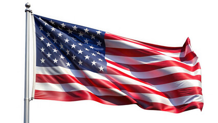 Fototapeta premium The american flag waving gracefully in the wind with isolated on transparent background