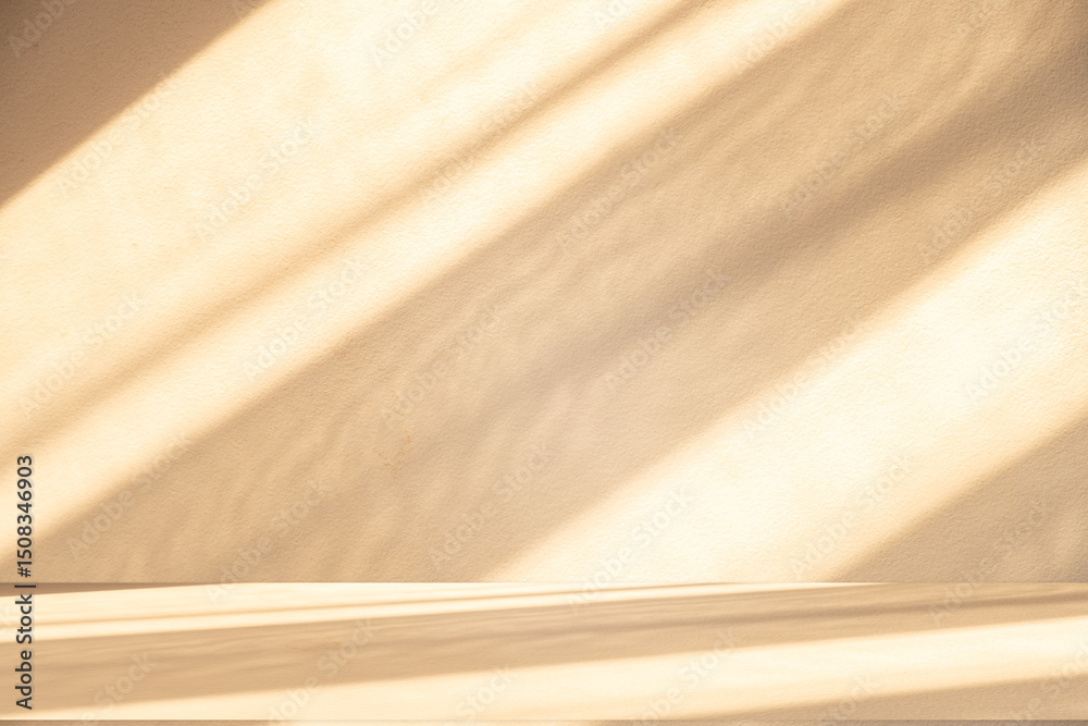 Aufkleber wall interior background, studio and backdrops show products. with leaf shadow from window color bei