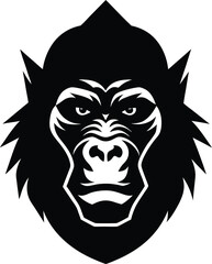Obraz premium gorilla head icon silhouette on white background.eps