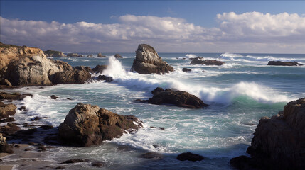 Obraz premium waves crashing on rocks