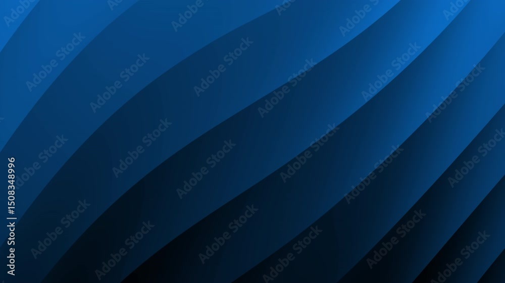 Poster abstract image with smooth, curved blue lines creating a modern, layered wave pattern, abstract text