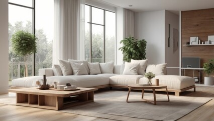 Fototapeta premium Photorealistic Scandinavian Interior with Natural Lighting