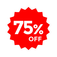 75% Offer Discount sticker Label, Discount Sale Label.