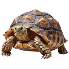Naklejka premium russian tortoise pet reptile isolated white background shell pattern animal wildlife exotic creature brown 