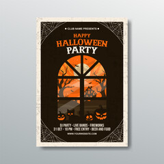 creative halloween party poster template design