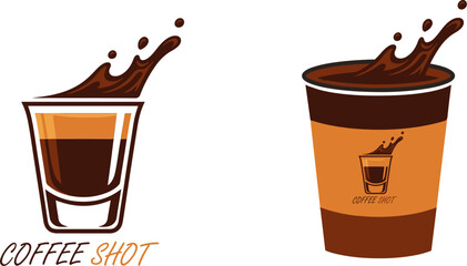 Dynamic Coffee Shot and Disposable Cup Logo Set