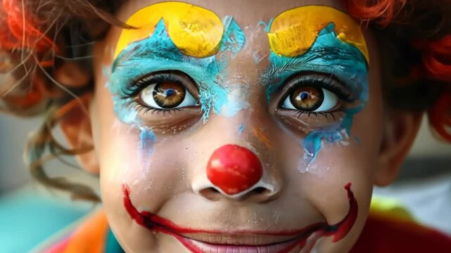 child face me with face painting close up, concept of kids entertainment, events, face painting services, party industry, entertainers