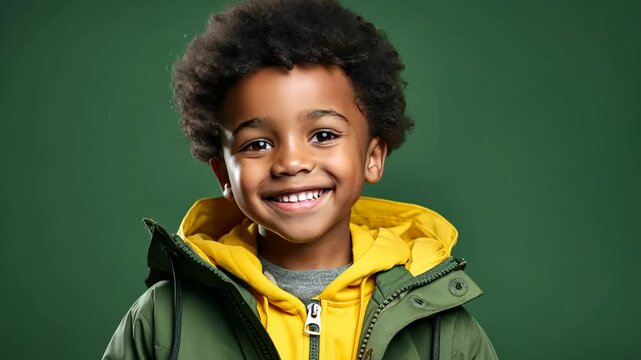 laughing boy aged 4 to 6 years old on plain background, child happiness, emotional development, carefree childhood, playfulness and expressive personality