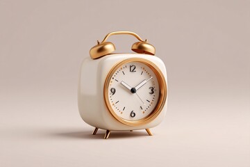 Modern 3D digital alarm clock, isolated against a simple white background