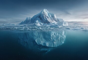 Massive Iceberg Floating Underwater In Ocean