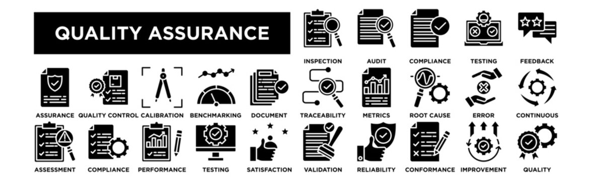 Quality assurance icon collection set. Inspection, Audit, Compliance, Testing, Feedback