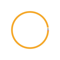 Circle from one pencil. Pencil forming a round frame. Vector illustration on white background.