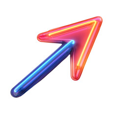 Obraz premium Glowing neon arrow pointing upward on transparent background