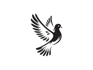 Obraz premium Flying Bird Silhouette – Minimal and Clean Black Bird.