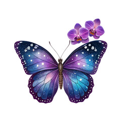 Transparent Butterfly Floral Clipart – Watercolor Nature Elements with Transparent Background
