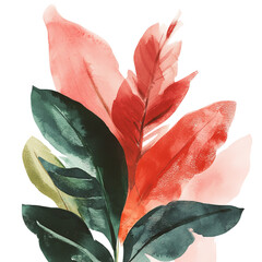 Watercolor leaves painting botanical illustration art print foliage design home decor wall art nature drawing on transparent background