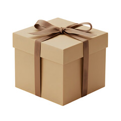 Brown Square Gift Box with Brown Ribbon