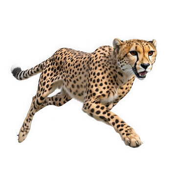 Running cheetah isolated on transparent background