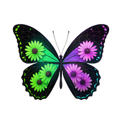 Transparent Butterfly Floral Clipart – Watercolor Nature Elements with Transparent Background