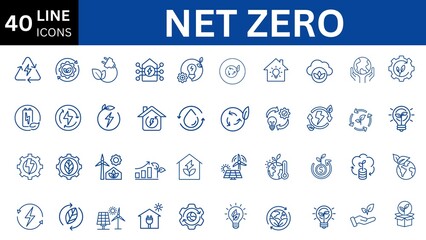 Net Zero editable icon set. Editable stroke. Vector illustration.