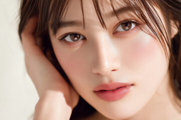 Fototapeta premium 繊細な肌質を映すポートレート表現とフェミニンな視線の美しさ / AI