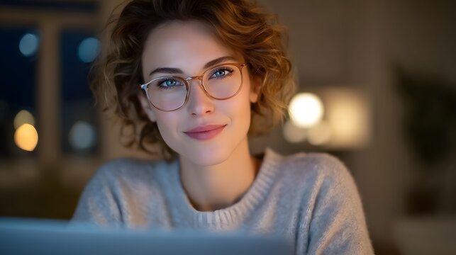 Portrait of a young attractive businesswoman sitting alone in her modern home office focused on using her laptop for online shopping and browsing
