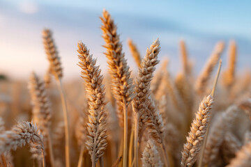 Fototapeta premium Golden wheat whispers secrets of ancient harvest festivals, Lammas rituals, and autumn equinox beneath a pastel sky