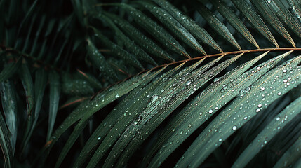green leaf with rain drops