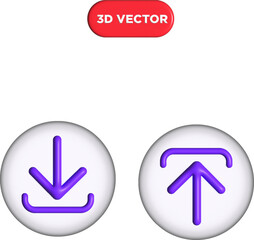 download and upload 3d Render modern button