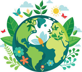 World Environment Day , Celebrate Nature and Sustainability, green planet earth with trees