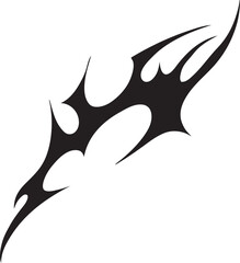 Neo tribal cyber sigilism vector design element, abstract horn pattern, gothic ornament curly sharp shape, grunge tattoo