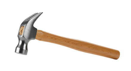 Claw Hammer with Wooden Handle on Transparent Background