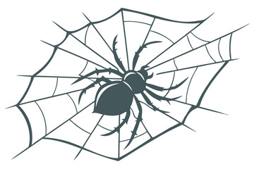Fototapeta premium Illustration of a spider with long legs sitting in the middle of its intricate spider web design