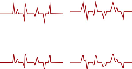 Heart bit rate icon set. Monitoring vector collection isolated on transparent background, medical check heart with EKG, ECG tools measurement. result medical lab sign.