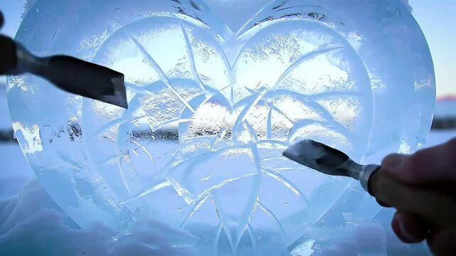 Ice Carving Heart Shape Detail