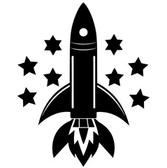 4th of July rocket burst icon in silhouette design for holiday greeting cards, ads, and social content.