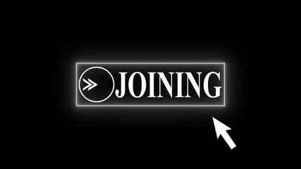 Glowing neon line mouse cursor animation pointing towards installing button in looping with transparent background. Up and down arrow moving on joining  arrow text dollar - Powered by Adobe