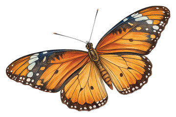 Colorful Monarch Butterfly Isolated on White Background