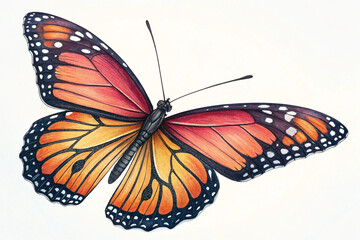 Obraz premium Colorful Monarch Butterfly Isolated on White Background