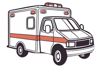 Vector illustration of a modern ambulance van in motion, showcasing fast emergency response vehicle for medical aid and transport