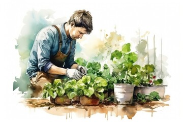 Fototapeta premium Gardening outdoors plant adult.