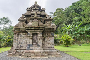 Scenic landscape view of ancient hindu Selogriyo stone temple, Magelang, Central Java, Indonesia	
