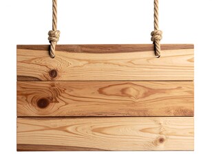 Rustic wooden sign hanging from knotted rope