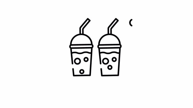 Line Art Animated Bubble Tea Icon